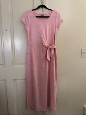 T by Talbots Pink Striped Tie-Waist Dress NWT